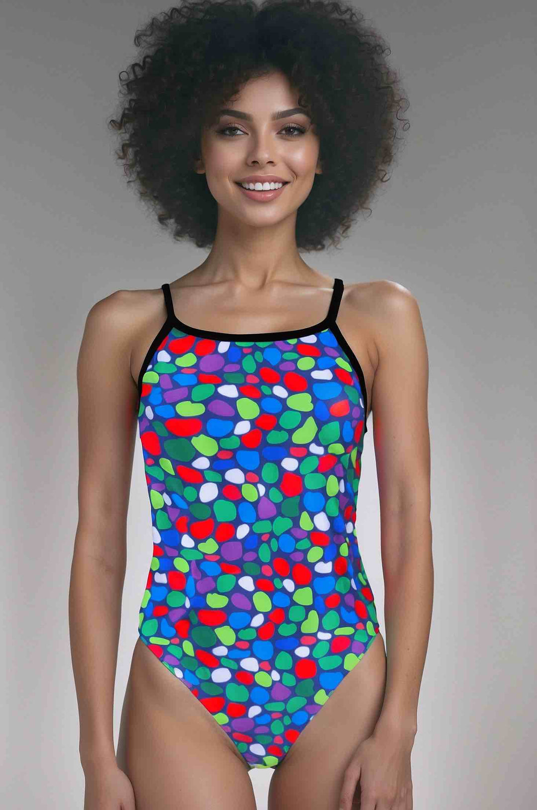 Thin Strap Womens One Piece Swimwear - Jelly Beans