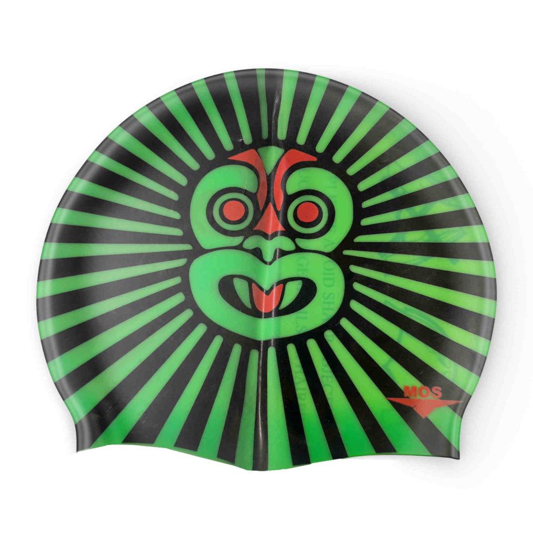 Green Tiki-Swimming Cap