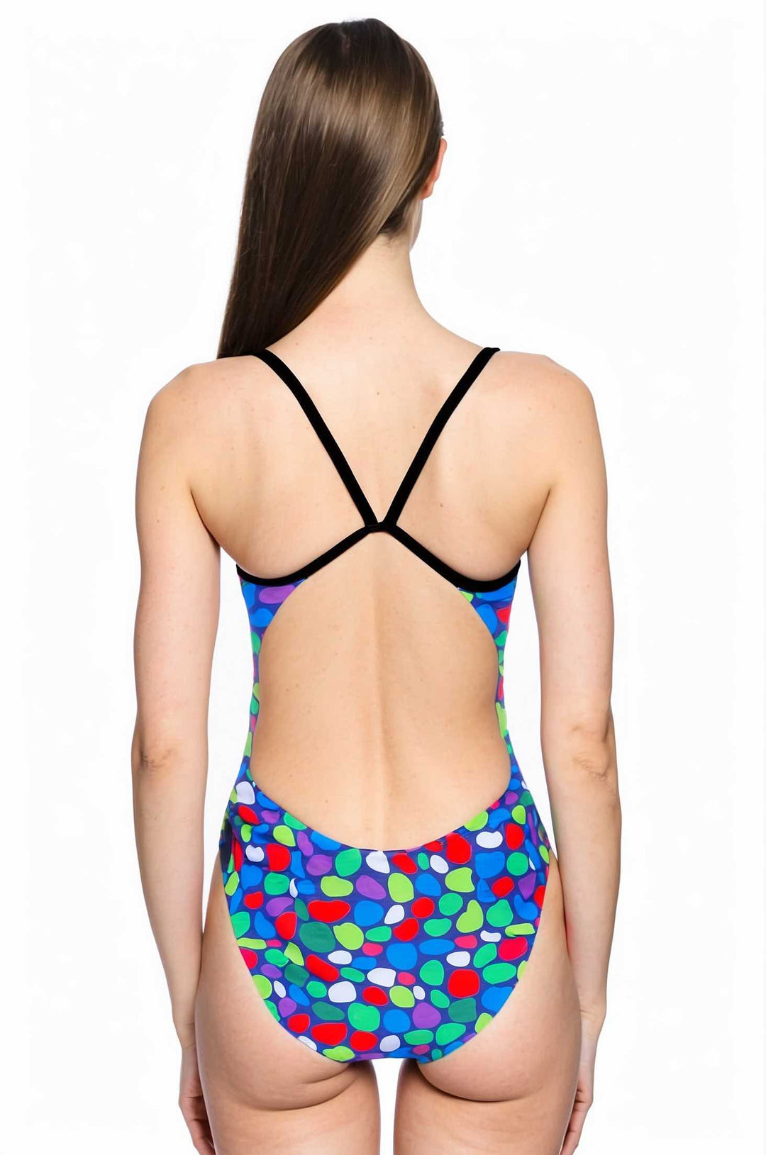 Thin Strap Womens One Piece Swimwear - Jelly Beans