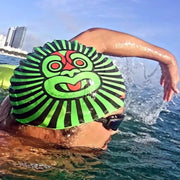 Green Tiki-Swimming Cap
