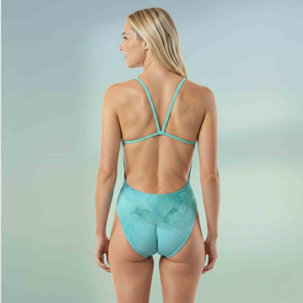 Thin Strap Women's Training Swimwear - Aqua Mist