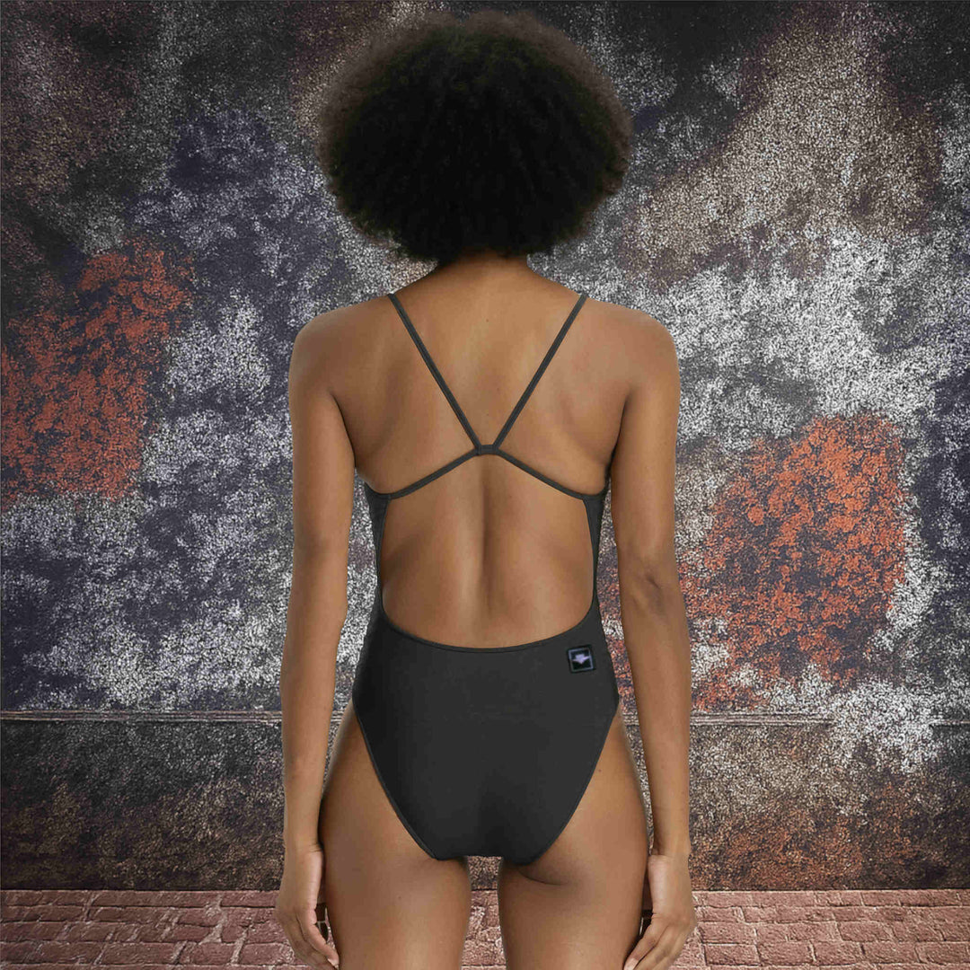 Thin Strap Women's Training Swimwear - Black