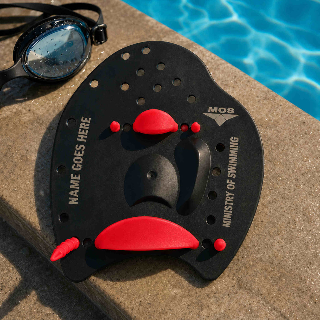 Ministry Of Swimming Power Hand Paddles - Black Red Named Paddles