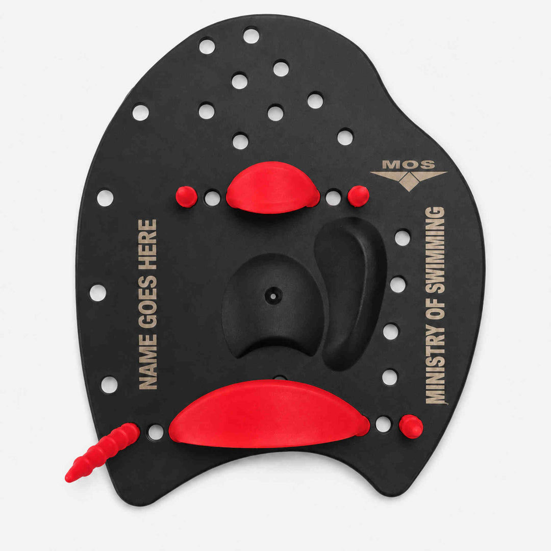 Ministry Of Swimming Power Hand Paddles - Black Red Named Paddles