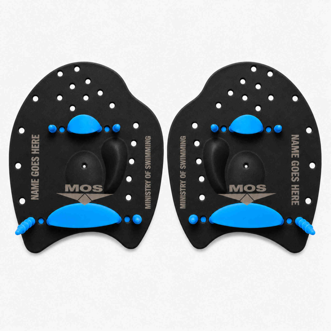 Ministry Of Swimming Power Hand Paddles - Black Blue Named Paddles