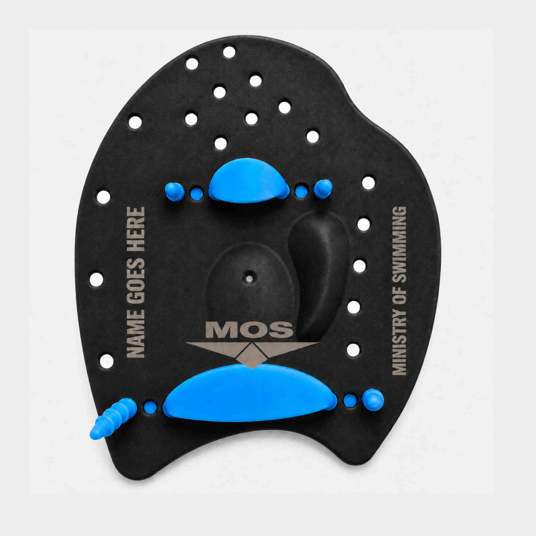 Ministry Of Swimming Power Hand Paddles - Black Blue Named Paddles