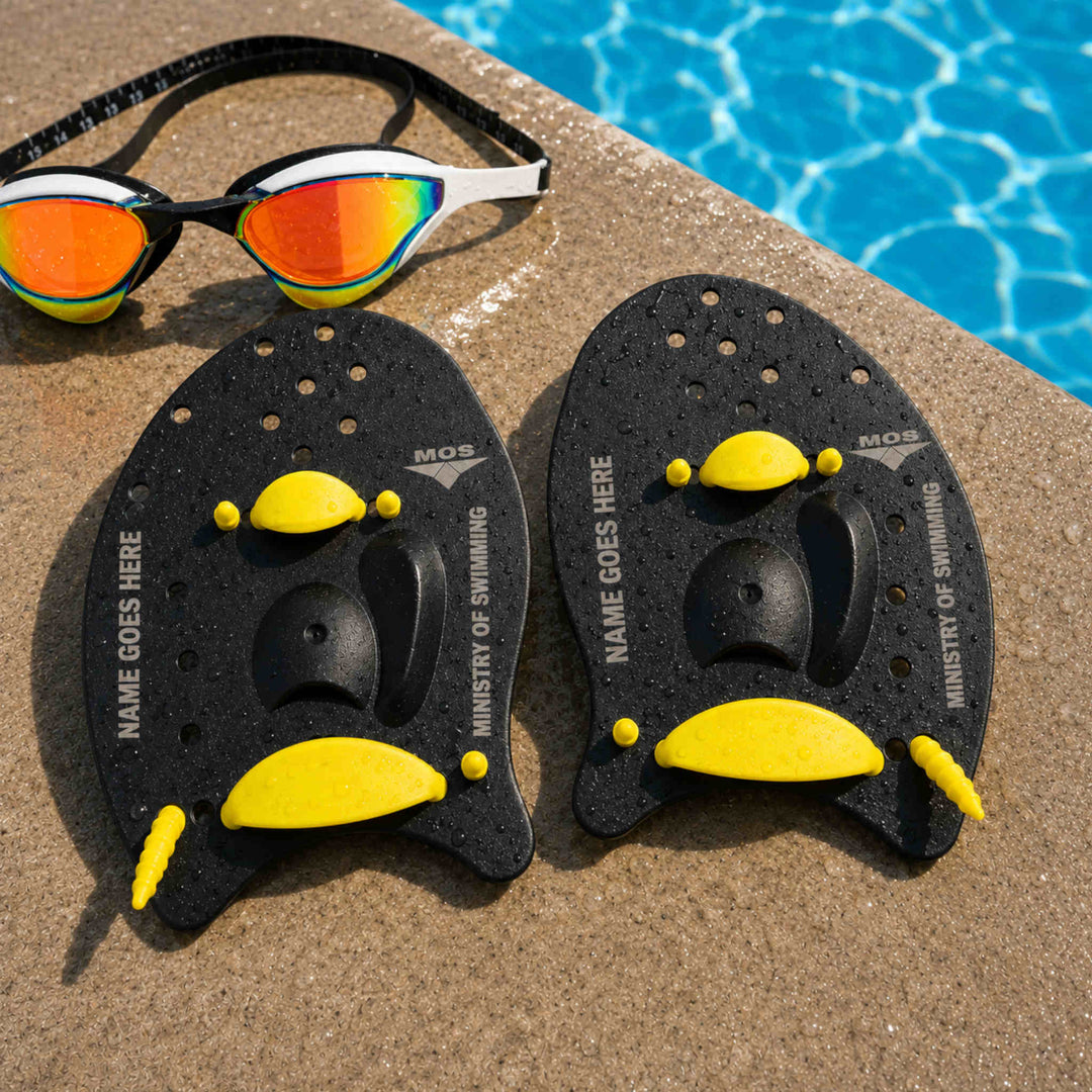 Ministry Of Swimming Power Hand Paddles - Black yellow Named Paddles =
