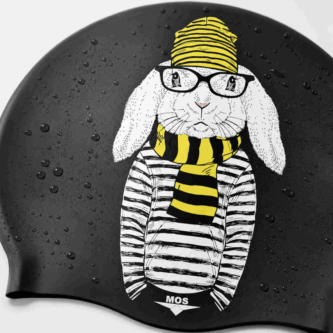 Hipster Bunny-Swimming Cap