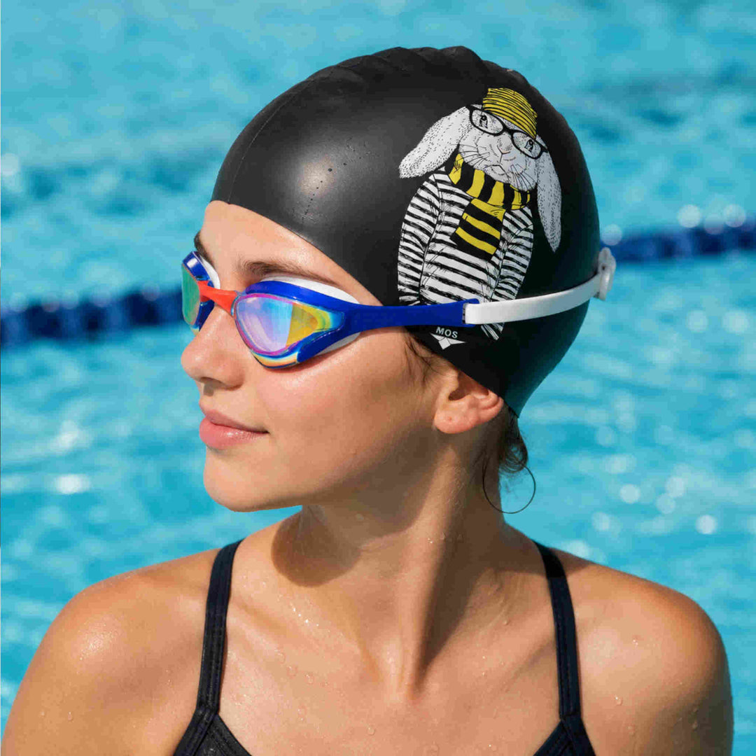 Hipster Bunny-Swimming Cap