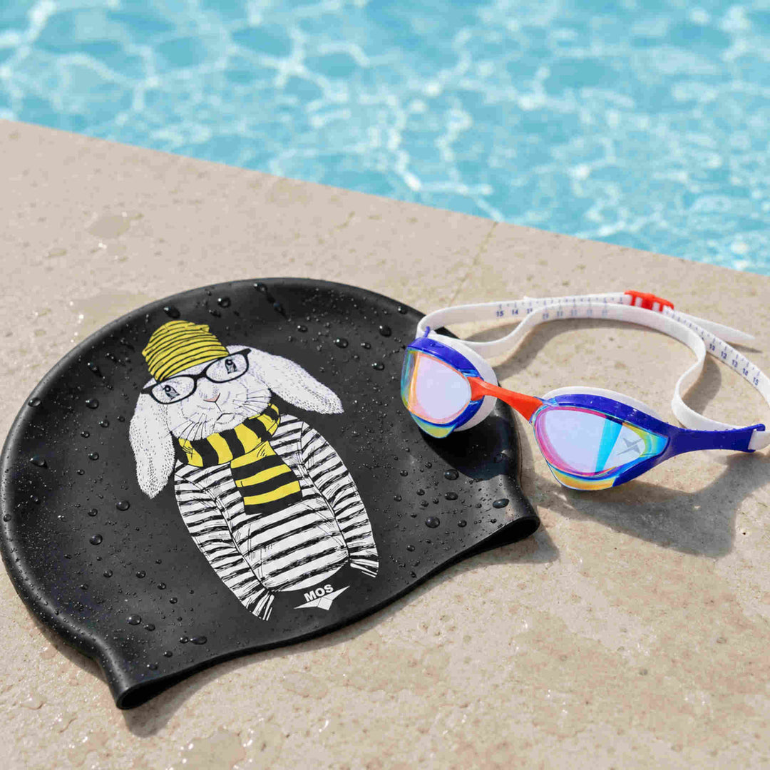 Hipster Bunny-Swimming Cap