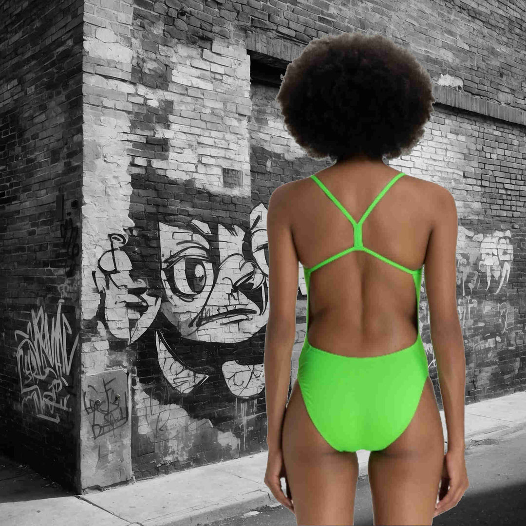 Bubble Pop One piece Clipped strap- Coral Green