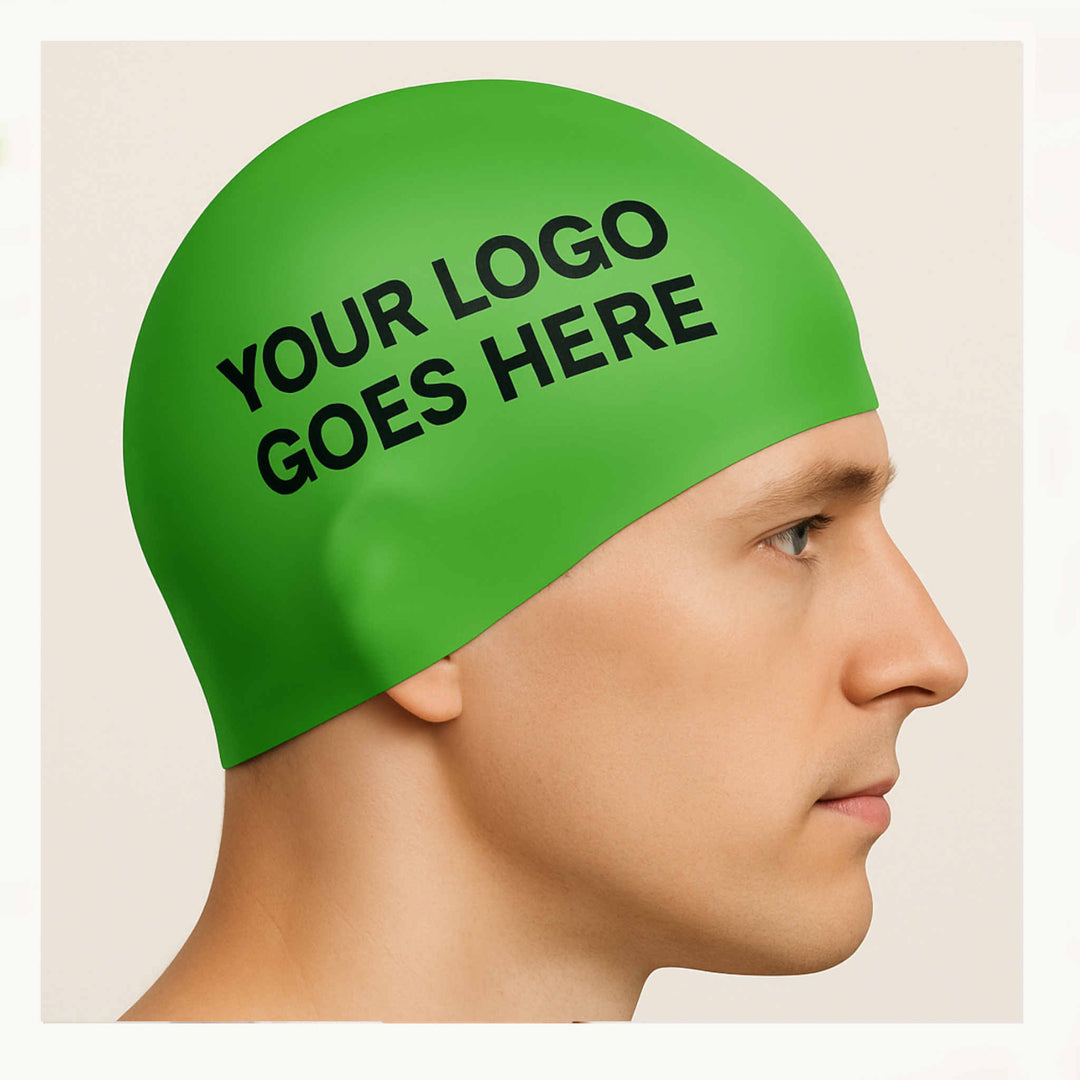 Custom Green Print Swim Cap with Black detail: Send your design (Copy)