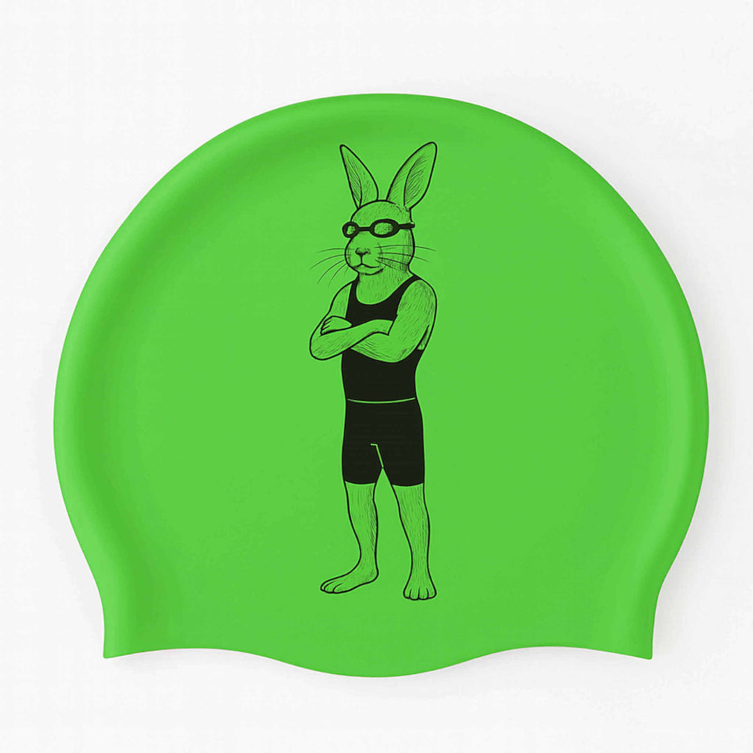 Custom Green Print Swim Cap with Black detail: Send your design (Copy)