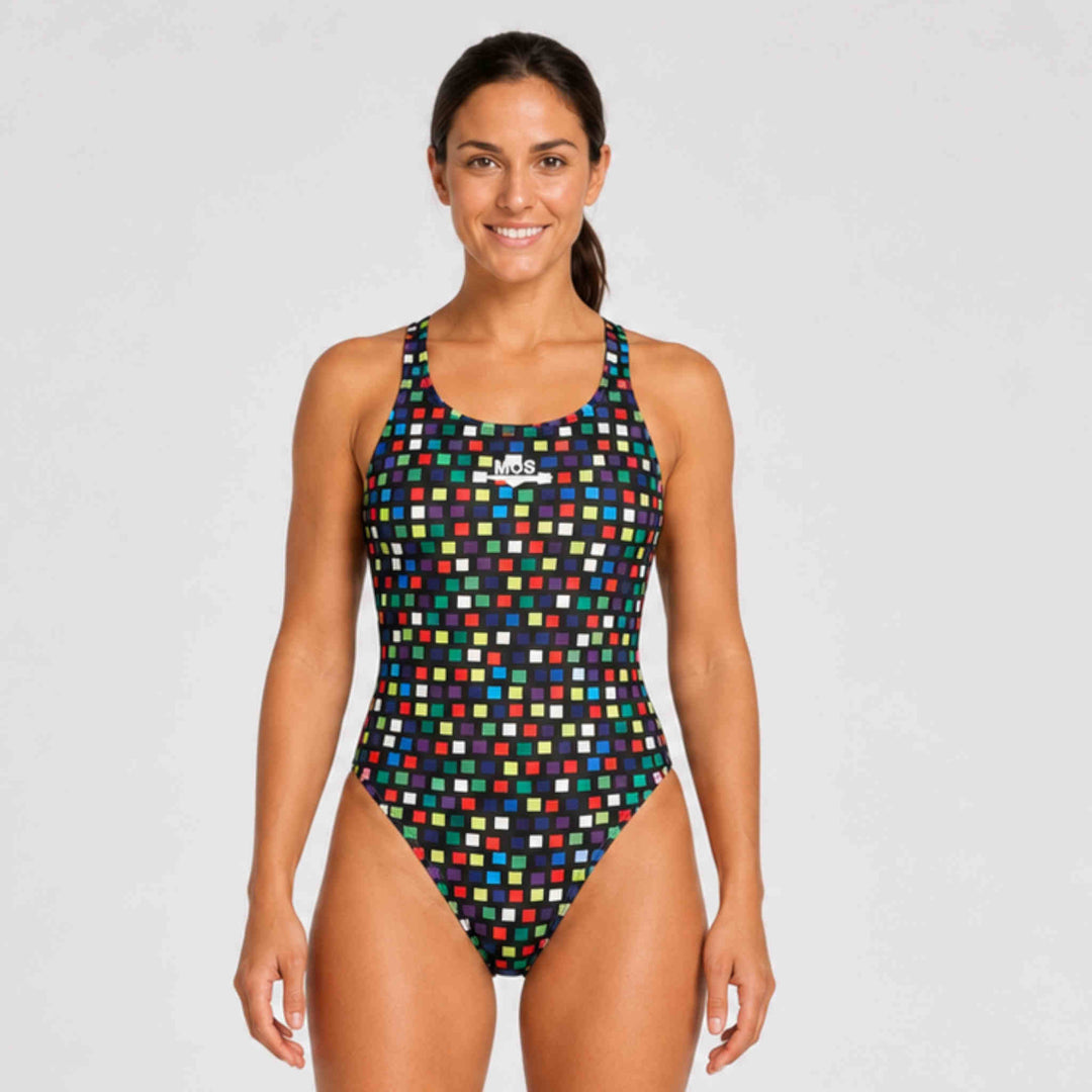 Womens One Piece Training Swimsuit - Mosaic Rush