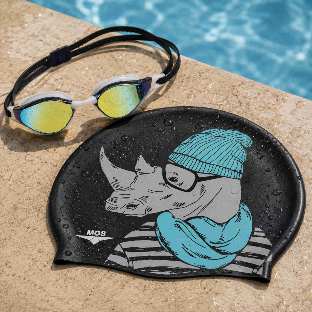 Rhino Man-Swimming Cap