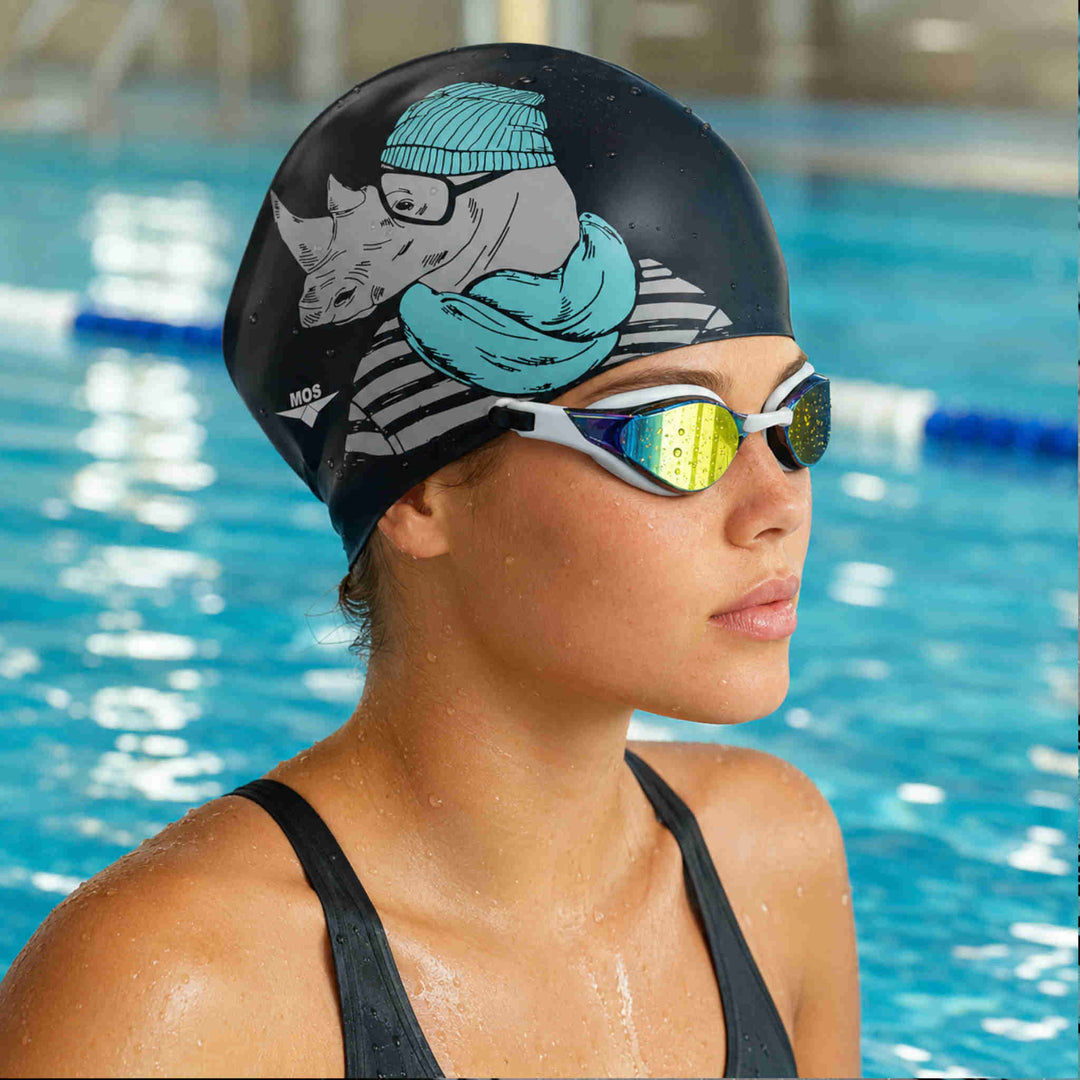 Rhino Man-Swimming Cap