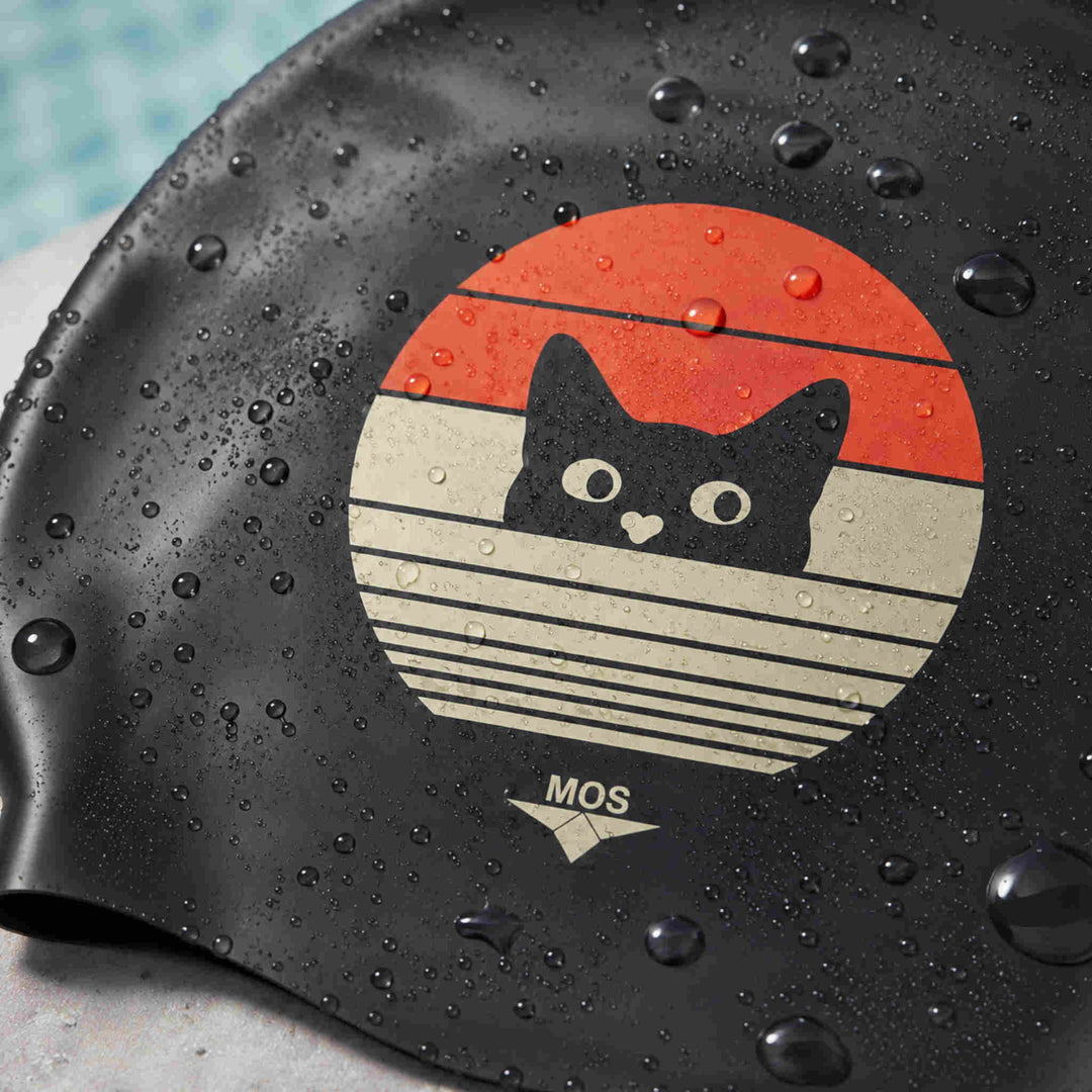 Vintage Cat -Swimming Cap