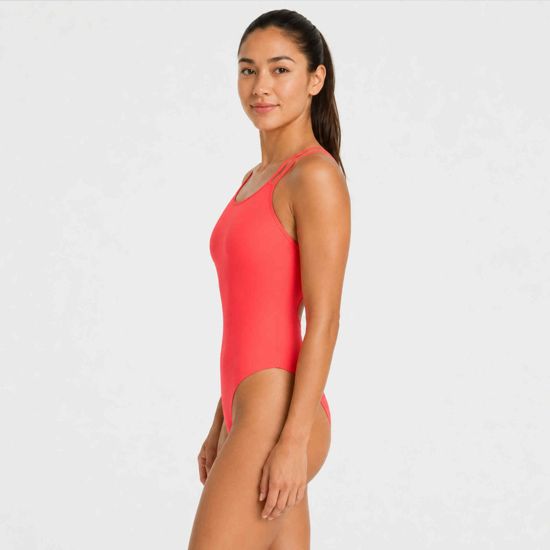 Bubble Pop One piece Double strap- Cherry Red