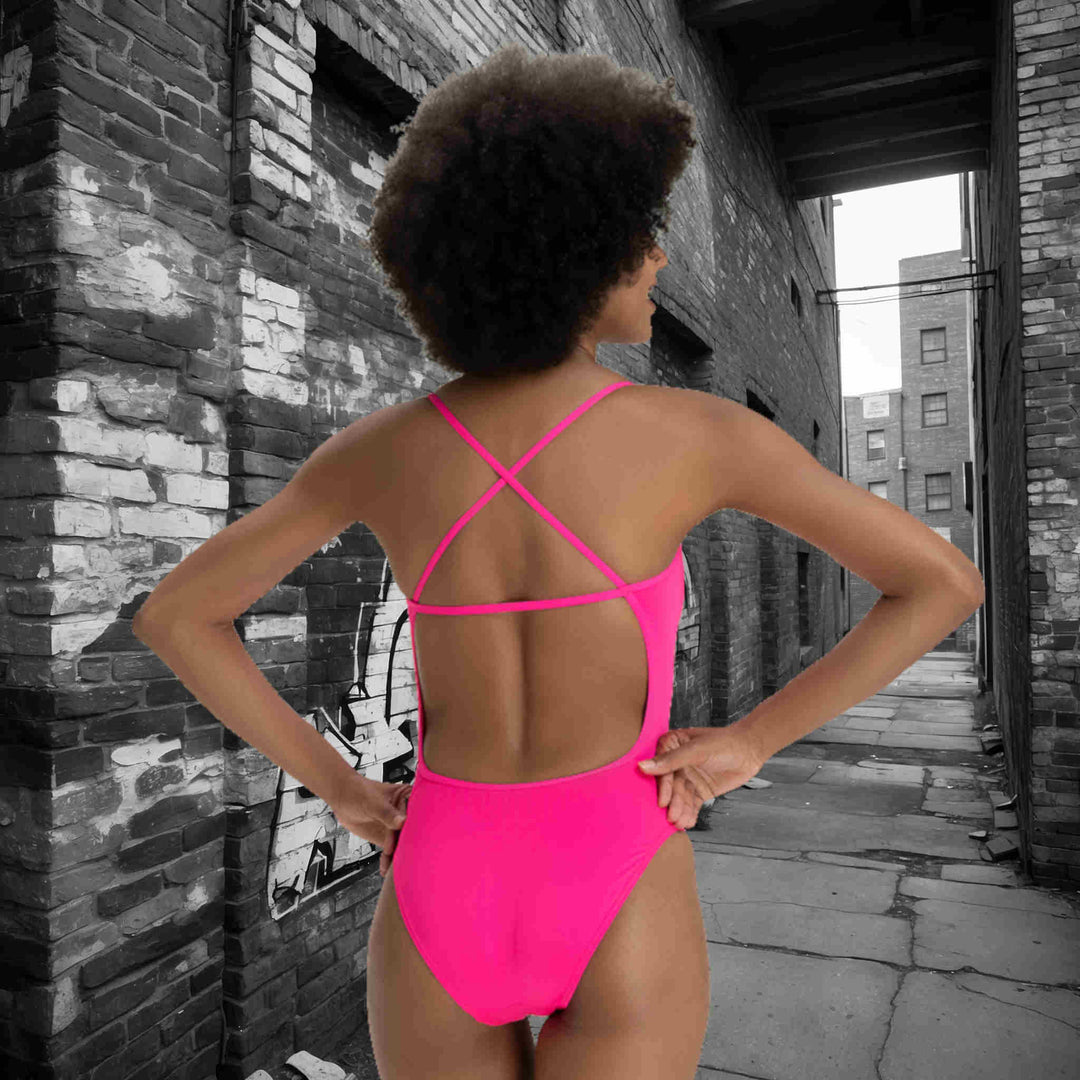 Bubble Pop One piece- X strap Splash Pink