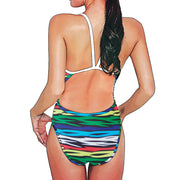 Thin Strap Womens Training Swimwear - Bright Stripes