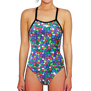 Thin Strap Womens One Piece Swimwear - Jelly Beans